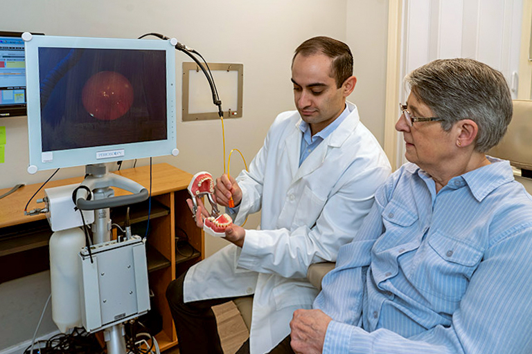 Doctor showing Periscope to a patient